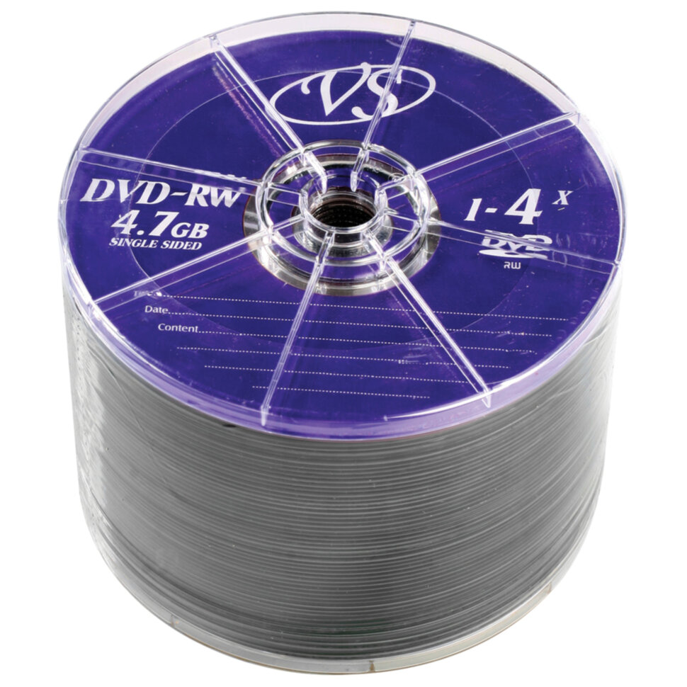 Диск DVD-RW VS 4,7 Gb 4x Bulk (термоусадка без шпиля), КОМПЛЕКТ 50 шт., VSDVDRWB5001, 511539