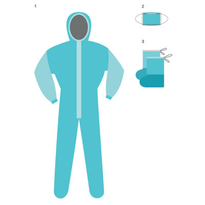 Комплект одноразовой одежды защитный КХ-87 (комбинезон, бахилы, маска), размер 56-58, ГЕКСА, 630953