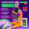 Микроскоп с подсветкой, 30 предметов, в т.ч. набор из 12 микропрепаратов в подарок, увеличение 100х, 400х, 1200х, BRAUBERG KIDS, 391400, 391400