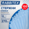 Клеевые стержни прозрачные, клейкость СТАНДАРТ (ремонт, хобби), 11х270 мм, 100 штук, RABBITEX (РАББИТЕКС), 671490, 671490