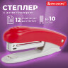 Степлер №10 BRAUBERG "Original", до 12 листов, с антистеплером, красный, 222532, 222532