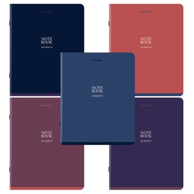 Тетрадь А5, 48 л., BRAUBERG, скоба, клетка, SoftTouch, "NoteBookMono", (микс в спайке), 405325, 20 штук, 405325