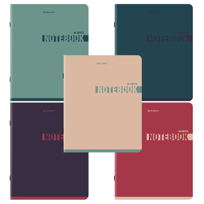Тетрадь А5, 48 л., BRAUBERG, скоба, клетка, SoftTouch, "NoteColor", (микс в спайке), 405326, 20 штук, 405326