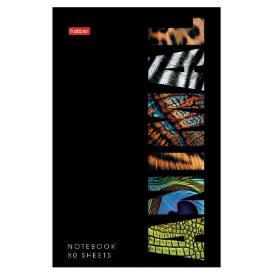 Блокнот А5 80 л., на скобе, картон, клетка, глянцевая ламинация, HATBER, "Animals print", 086090, 80Б5лВ1_31343, 117642