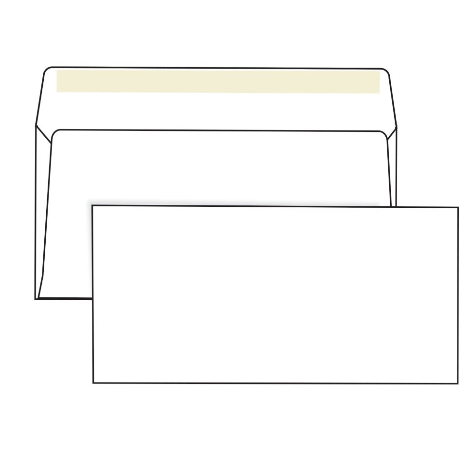 Конверты Е65 (110х220 мм), клей, 80 г/м2, КОМПЛЕКТ 1000 шт., 00075, 124392