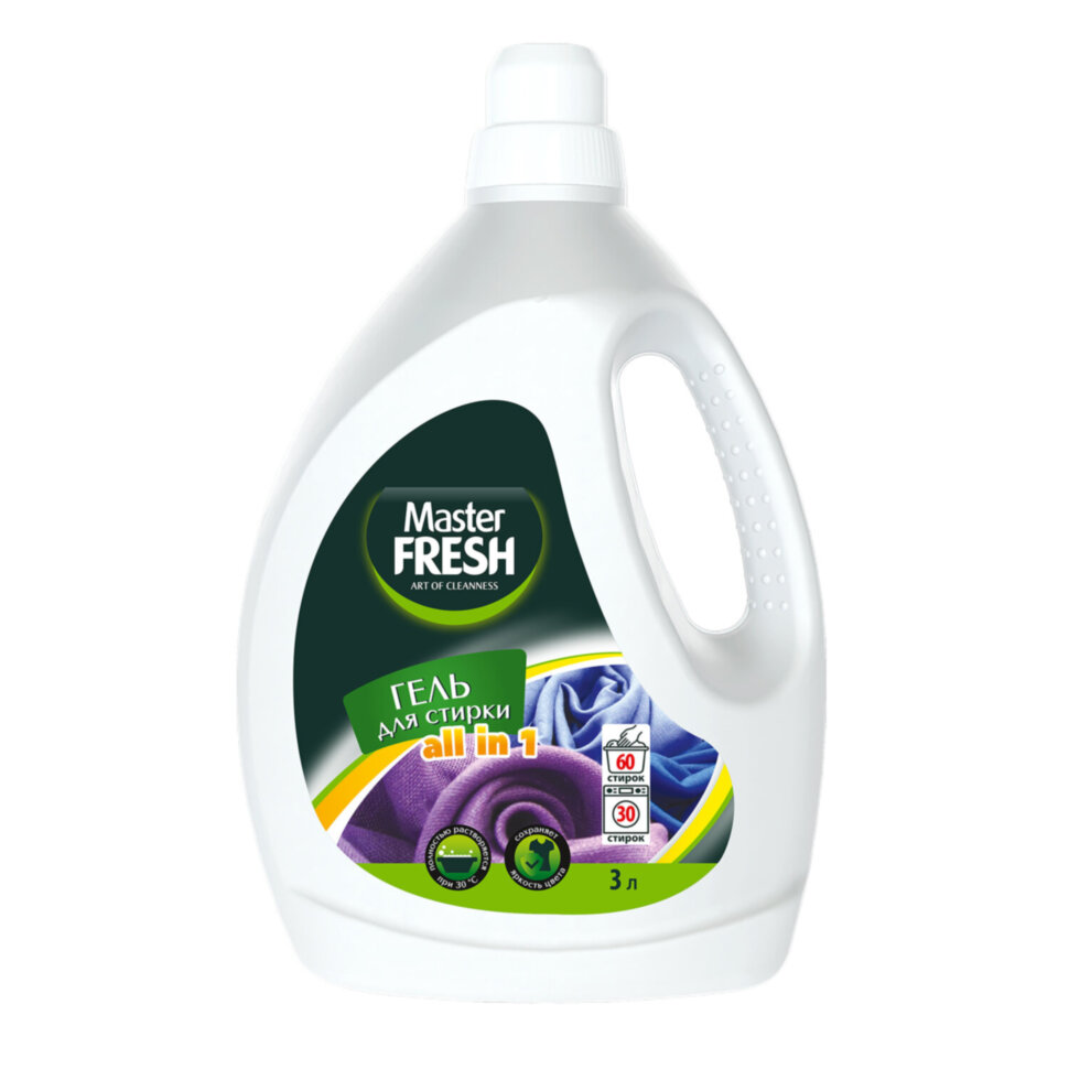 Гель для стирки для всех типов тканей 3 л MASTER FRESH "ALL IN 1", универсальный, С0007896, 703142