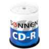 Диски CD-R SONNEN, 700 Mb, 52x, Cake Box (упаковка на шпиле) КОМПЛЕКТ 100 шт., 513533, 513533
