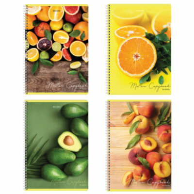 Тетрадь А4, 80 л., BRAUBERG, гребень, клетка, обложка картон, "Фрукты", 404051, 12 штук, 404051