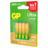 Батарейки КОМПЛЕКТ 4 шт., GP Ultra G-Tech, AAA (LR03, 24А), алкалиновые, мизинчиковые, 24AUA21-2CRSBC4, 457748