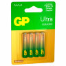 Батарейки КОМПЛЕКТ 4 шт., GP Ultra G-Tech, AAA (LR03, 24А), алкалиновые, мизинчиковые, 24AUA21-2CRSBC4, 457748