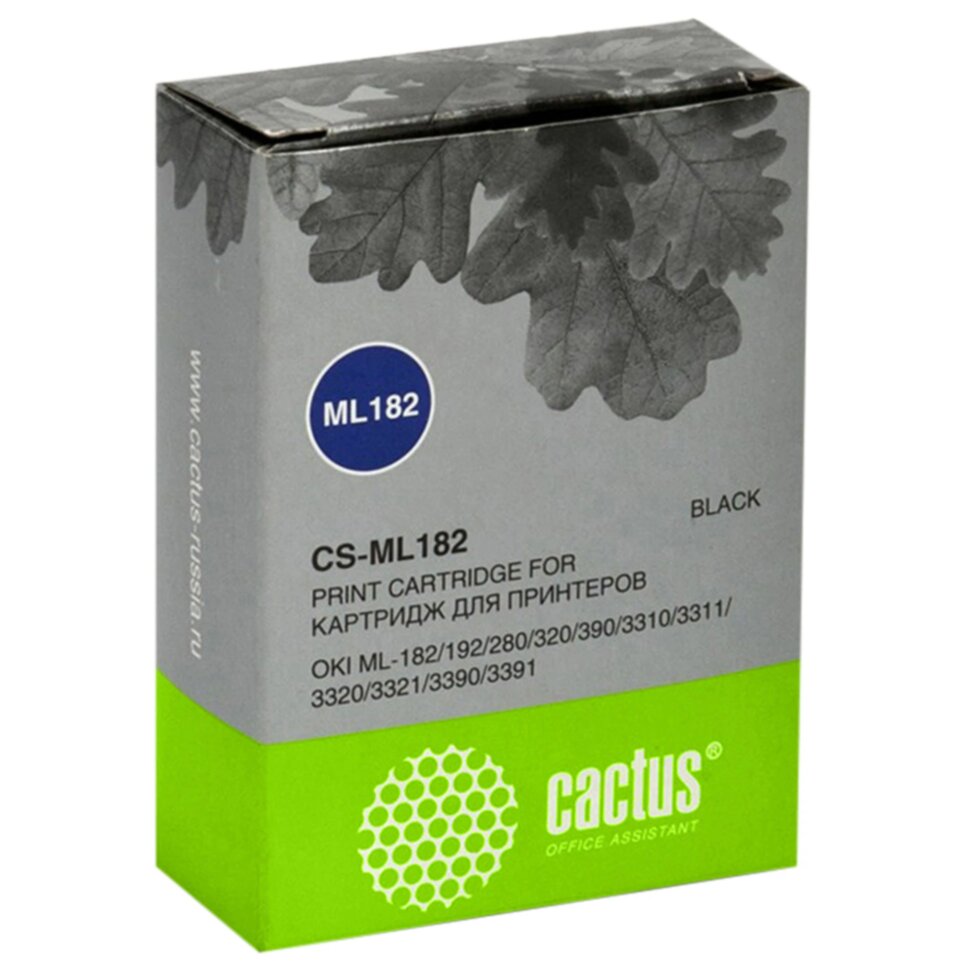 Картридж матричный CACTUS (CS-ML182) для Oki ML-182/192/280/320/390, черный, 364170