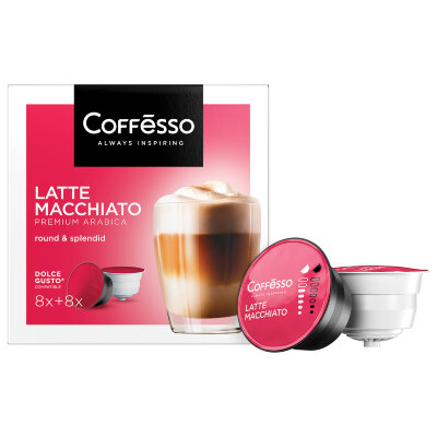 Кофе в капсулах COFFESSO "Latte Macchiato" для кофемашин Dolce Gusto, 8 порций, 102151, 623404