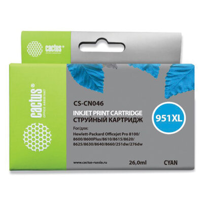 Картридж струйный CACTUS (CS-CN046) для HP OfficeJet 8100/ 8600, голубой, 361857