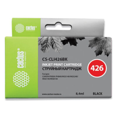 Картридж струйный CACTUS (CS-CLI426BK) для CANON Pixma MG5140/MG5240/MG6140/MG8140, черный, 362003