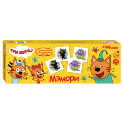 Игра настольная МЕМОРИ, лицензия "Три кота", 48 карточек, STEP PUZZLE, 667853