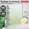 Тетрадь на кольцах А5 175х220 мм, 120 л., пластик, с разделителями, BRAUBERG, Зеленый, 404629, 404629