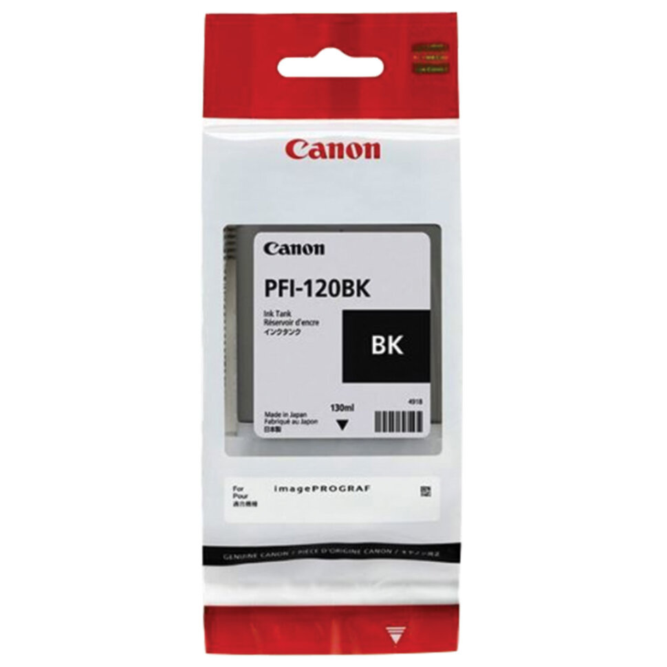 Картридж струйный CANON (PFI-120BK) для imagePROGRAF TM-200/205/300/305, черный, 130 мл, оригинальный, 2885C001, 363493