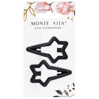 Заколки для волос НАБОР 2 шт., 5,5 см, клик-клак, soft touch, чёрный, MONTE VITA (МОНТЕ ВИТА), 457081, 12 штук, 457081