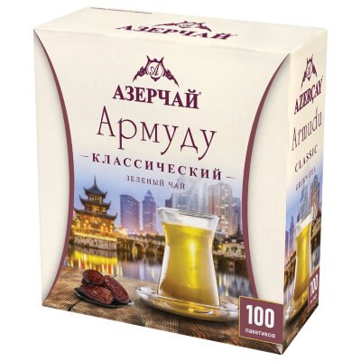 Чай АЗЕРЧАЙ "Армуду" зеленый, 100 пакетиков по 1,6 г, 420537, 622738