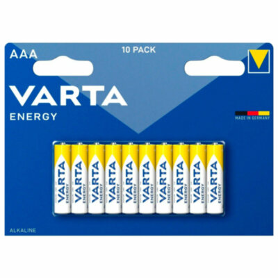 Батарейки алкалиновые "мизинчиковые" КОМПЛЕКТ 10 шт., VARTA ENERGY, ААА (LR03,15А), блистер, 4103229491, 457401