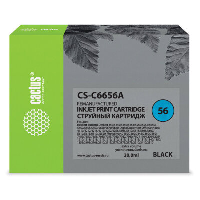 Картридж струйный CACTUS (CS-C6656A) для HP Deskjet 5150/5550/5600/5850, черный, 361871