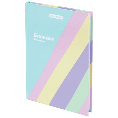 Блокнот МАЛЫЙ ФОРМАТ 110х147 мм, А6, 80 л., твёрдый, клетка, BRAUBERG "PASTEL", 117017, 117017