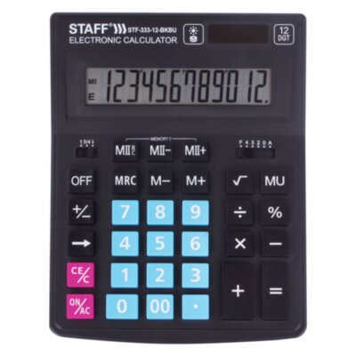 Калькулятор настольный STAFF PLUS STF-333-BKBU (200x154 мм) 12 разрядов, ЧЕРНО-СИНИЙ, 250461, 250461