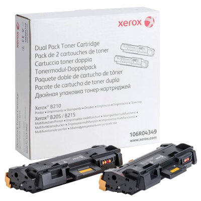 Тонер-картридж XEROX (106R04349) для B205/B210/B215, оригинальный, КОМПЛЕКТ 2 шт., ресурс 2х3000 страниц, 363327