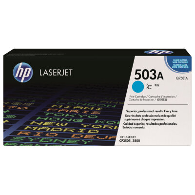 Картридж лазерный HP (Q7581A) ColorLaserJet CP3505/3800, голубой, оригинальный, ресурс 6000 страниц, 360645
