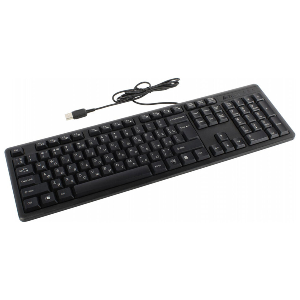 Клавиатура проводная A4TECH KK-3, USB, 104 кнопки, черная, 1530244, 513917