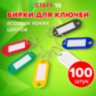 Бирки для ключей КОМПЛЕКТ 100 шт., длина 52 мм, инфо-окно 30х15 мм, цвет ассорти, STAFF, 237730, 237730