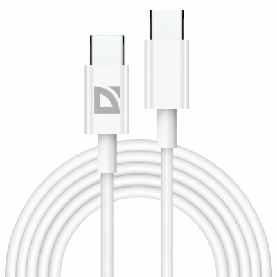Кабель USB Type-C-Type-C, 30 Вт, белый, 2 м, DEFENDER F182, 87537, 514028