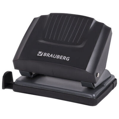 Дырокол BRAUBERG "SUPER", до 20 листов, черный, 272742, 272742