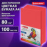 Бумага цветная BRAUBERG, А4, 80 г/м2, 100 л., интенсив, ЯРКО-КРАСНАЯ, для офисной техники, 116562, 116562