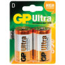 Батарейки КОМПЛЕКТ 2 шт., GP Ultra G-Tech, D (LR20, 13А), алкалиновые, блистер, 13AU-CR2, 454092