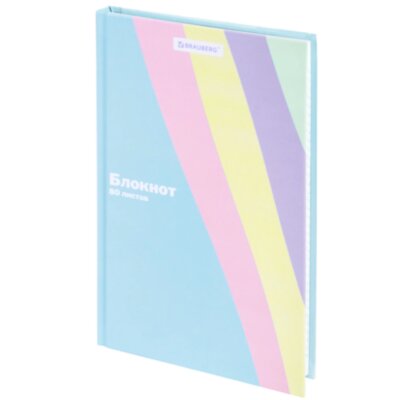 Блокнот А5 134х206 мм, 80 л., твёрдый, клетка, BRAUBERG "PASTEL", 117015, 117015