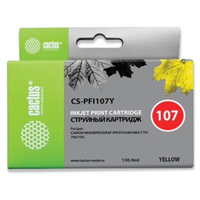 Картридж струйный CACTUS (CS-PFI107Y) для CANON PF680/685/780/785, желтый, 362791