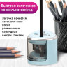 Точилка электрическая BRAUBERG DUAL (для 2 диаметров карандашей!), 4 батарейки АА, голубая, 270578, 270578
