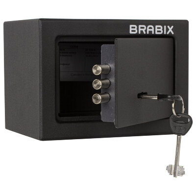 Сейф мебельный BRABIX "SF-140KL", 140х195х140 мм, ключевой замок, черный, 291140, S103BR210114, 291140