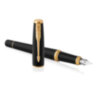 Ручка перьевая PARKER "Urban Core Muted Black GT", черный матовый лак, позолота, синяя, 1931593, 142576