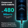 Кабель USB 2.0 – Lightning, 1 м, SONNEN, медь, для передачи данных и зарядки, черный, 513116, 513116