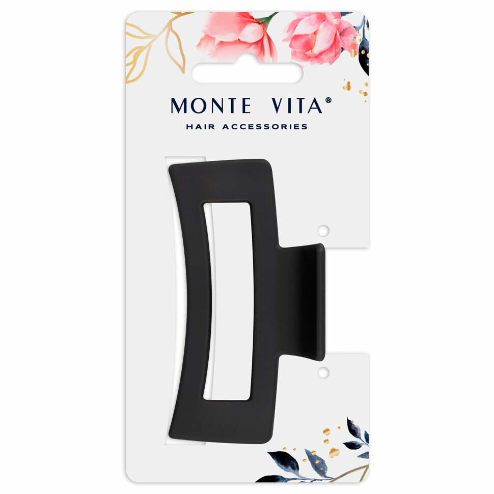 Краб для волос 8,5 см, soft-touch, чёрный, MONTE VITA (МОНТЕ ВИТА), 457002, 12 штук, 457002