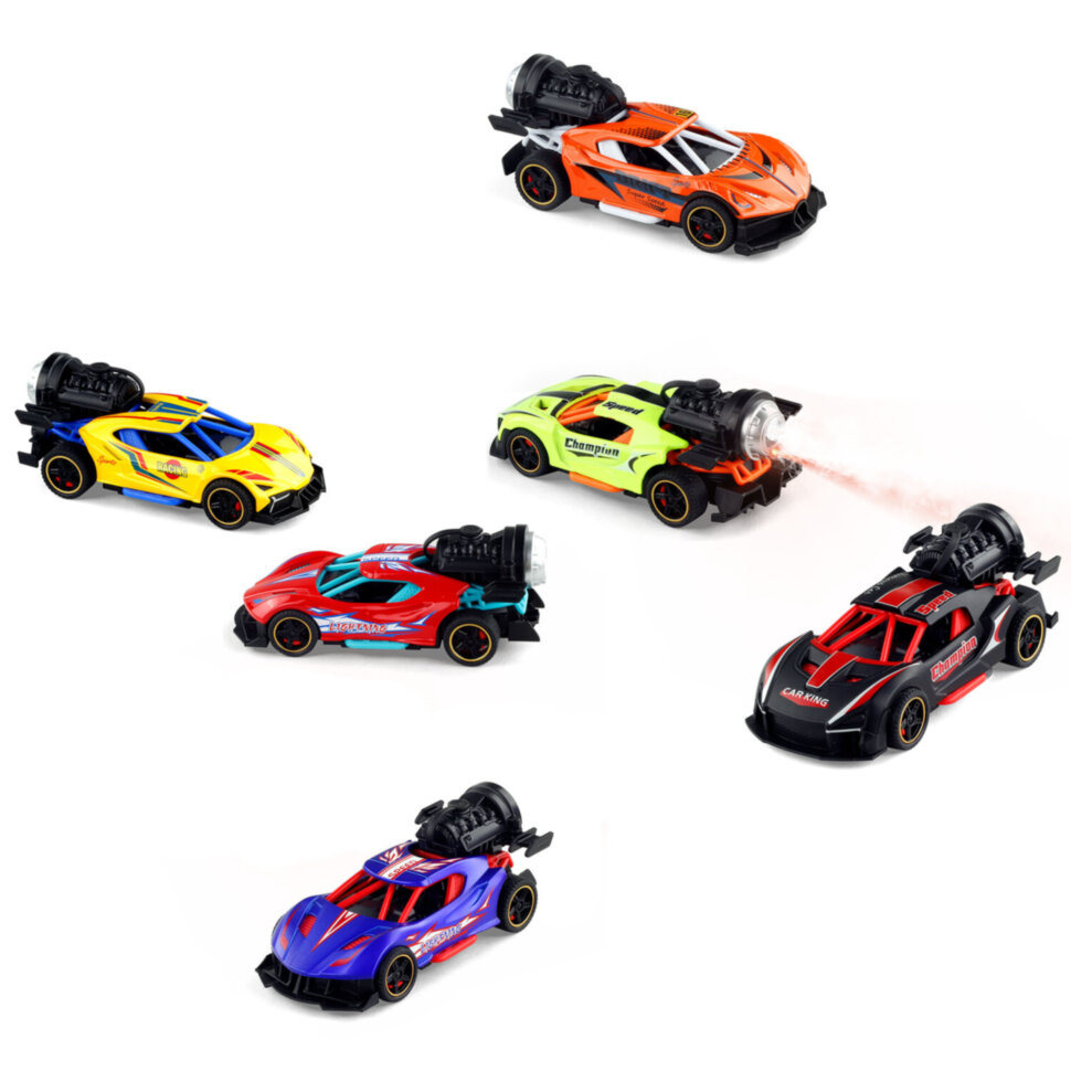 Машинка металлическая, инерционная, СВЕТ, ЗВУК, ПАР, 14 см, АССОРТИ, FUNKY TOYS, 667433