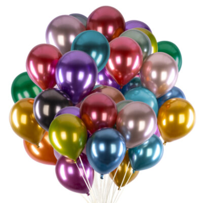 Шары воздушные 30 см, 50 штук, "ХРОМ", ассорти, BRAUBERG KIDS, 591884, 591884