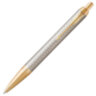 Ручка шариковая PARKER "IM Premium Warm Silver GT", корпус матовое серебро, позолота, синяя, 1931687, 142509