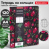 Тетрадь на кольцах БОЛЬШАЯ А4 (240х310 мм), 120 л., под кожу, BRAUBERG VISTA, "Гранаты", 404513, 404513