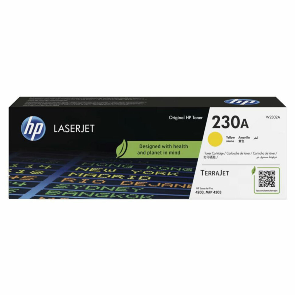 Картридж лазерный HP (W2302A) для Color LaserJet Pro 4303/4203, №203A, желтый, ресурс 1800 стр., оригинальный, 364543