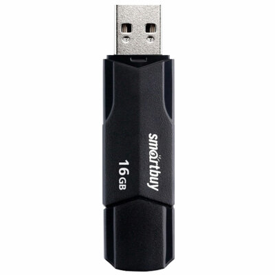 Флеш-диск 16 GB SMARTBUY Clue USB 2.0, черный, SB16GBCLU-K, 513784
