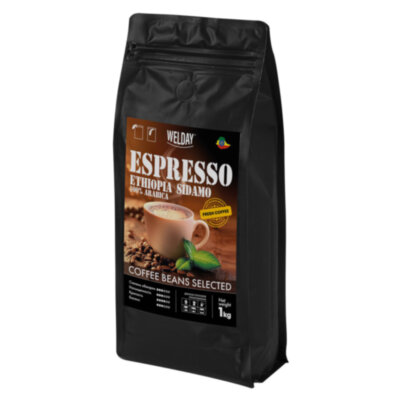 Кофе в зернах WELDAY (ВЭЛДЭЙ) "ESPRESSO ЭФИОПИЯ СИДАМО" 1 кг, арабика 100%, 624399, 624399