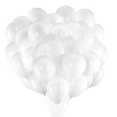 Шары воздушные 30 см, 100 штук, "ОДНОЦВЕТНЫЕ", белые, BRAUBERG KIDS, 591875, 591875